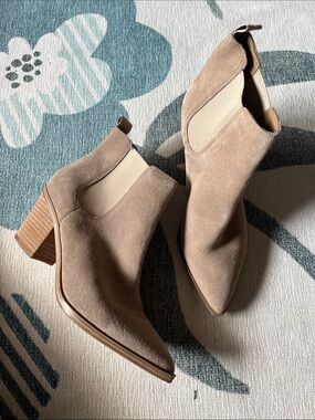 Title Nine Taupe Suede Pointed Ankle Booties